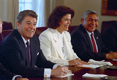 Principal Chief Wilma Mankiller meets with President Reagan, December 1988