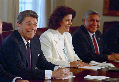 Principal Chief Wilma Mankiller meets with President Reagan, December 1988