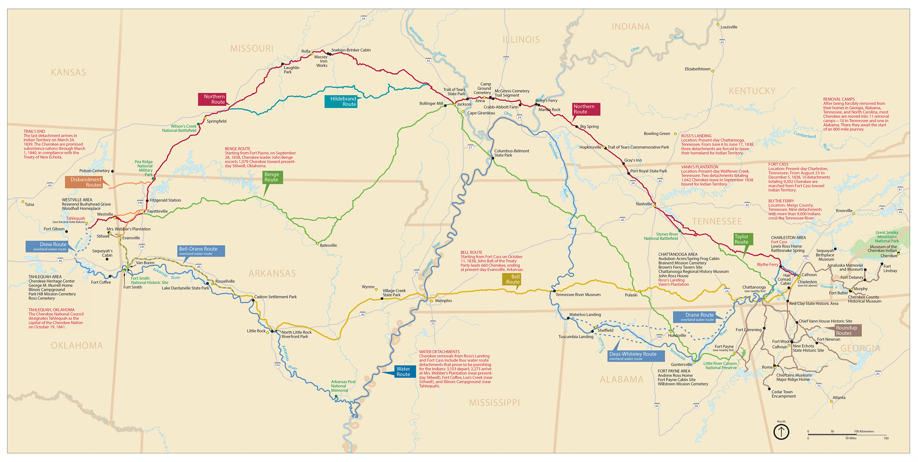 Map of Cherokee Removal Routes